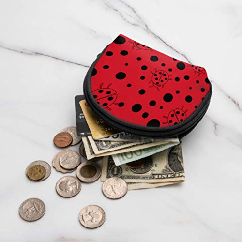 Mini Monedero Negro Red Dot Ladybug Monedero Compacto Mini Monedero para niñas con Cremallera Mini Bolsas de Maquillaje cosmético para Mujeres Niñas Regalos y Decoraciones para Fiestas