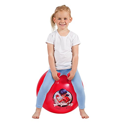 Miraculous Ladybug-Sprungball Bunter Hopperball, Hüpfball, Springball Drinnen & Draußen Fitness für Kinder Ladybug Pelota saltarina Canguro, con Dibujo, Color Rojo (John 59573)