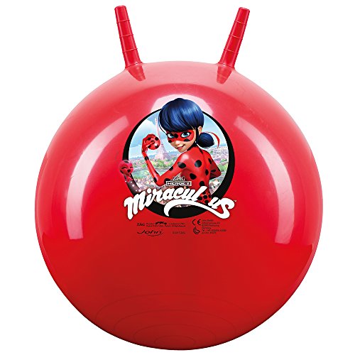 Miraculous Ladybug-Sprungball Bunter Hopperball, Hüpfball, Springball Drinnen & Draußen Fitness für Kinder Ladybug Pelota saltarina Canguro, con Dibujo, Color Rojo (John 59573)