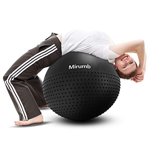 Mirumb - Pelota de gimnasia antiroturas, 75 cm, 65 cm, 55 cm, con bomba, para yoga, embarazo, oficina, silla de equilibrio, fitness, color negro