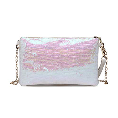 Miss Lulu Bolso para Mujer Bolso de Cadena Hombro Bolso de Mano Bonita (Blanco)