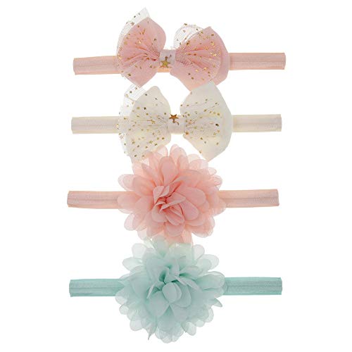 Mitlfuny 10 PCS Diademas de Bebé Cintas de Pelo Arco Sólido Banda de Cabeza Florales Bowknot Lindo Accesorios de Cabello Niñas Chicas Recien Nacidos Elástico Venda Tocado Niños 0-5 Años