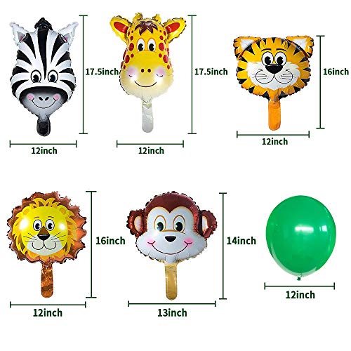 MMTX Selva Fiesta de cumpleaños Decoracion Niño-Feliz cumpleaños Feliz con Hojas de Palma Globos de Latex y Safari Bosque Animal Globos para Niño Cumpleaños Baby Shower Decoración (65 Piezas)