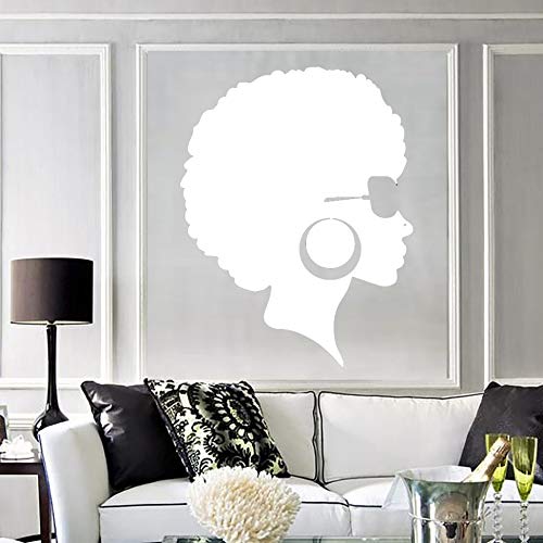 Moda mujer africana pegatina de pared negro señoras peinado vinilo pared calcomanía salón de belleza decoración negro creativo decoración de pared mural otro color 44x57cm