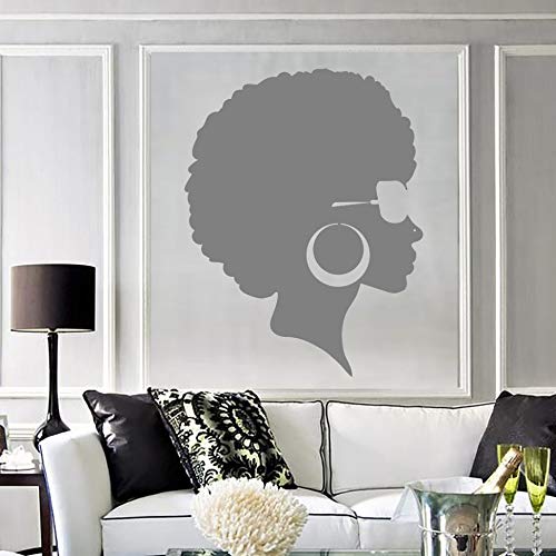 Moda mujer africana pegatina de pared negro señoras peinado vinilo pared calcomanía salón de belleza decoración negro creativo decoración de pared mural otro color 44x57cm