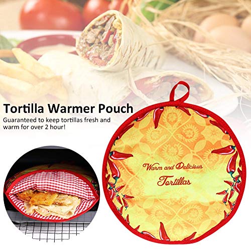 Mona43Henry Auténtica bolsa de calentador de soporte de tortilla de tela mexicana, horno de microondas aislado Tortillera Mexicana seguro para maíz, harina, taco, burrito, quesadilla, pan