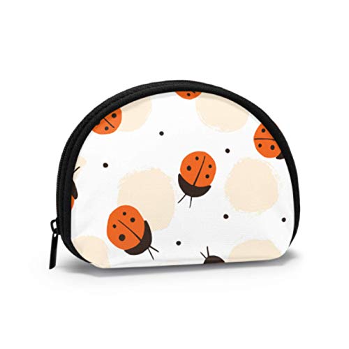 Monedero con Cremallera Negro Red Dot Ladybug Girl Monedero Monedero Lindo para niñas con Cremallera Mini Bolsas de Maquillaje cosmético para Mujeres Niñas Regalos y Decoraciones de Fiesta