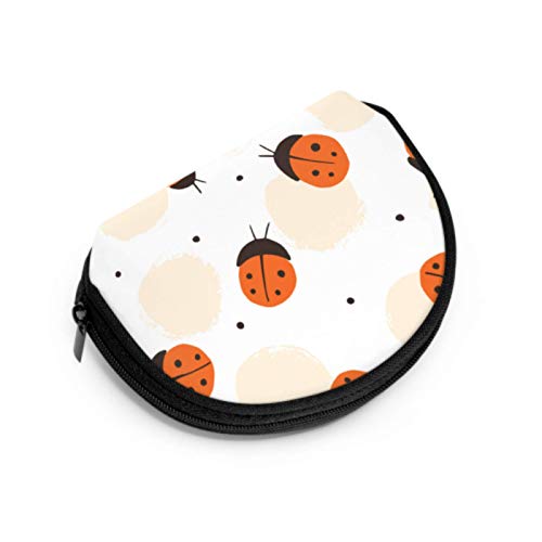 Monedero con Cremallera Negro Red Dot Ladybug Girl Monedero Monedero Lindo para niñas con Cremallera Mini Bolsas de Maquillaje cosmético para Mujeres Niñas Regalos y Decoraciones de Fiesta