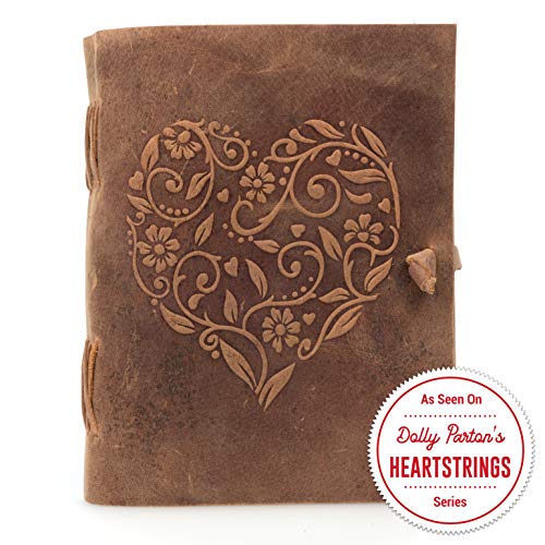 Moonster Cuaderno de Cuero Genuino para Mujer – Diario de Escritura Hecho a Mano con Corazón Gravado – Diario de Cuero para Dibujar y Escribir – El Cuaderno de Viaje de Tamaño Perfecto 18x13 cm