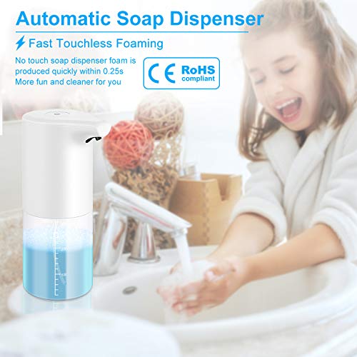 MOSUO Dispensador de Jabón Automático, 350ml Dispensador Jabón con Sensor Infrarrojo Carga USB y IPX4 Impermeable Inteligente Dispensador Jabón para Baño Cocina Oficina Hotel Hospital