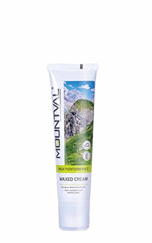 Mountval Crema Encerada, Crema nutritiva e impermeabilizante para Zapatos de Trekking de Piel, con aplicador de Esponja, (Transparente)