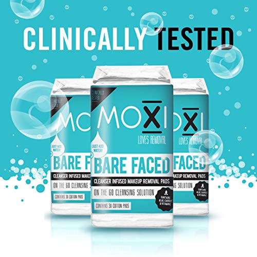 Moxi Loves BAREFACED Cleanser, Infused Makeup Removal Pads 4x 30 Cotton Pads