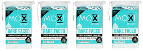 Moxi Loves BAREFACED Cleanser, Infused Makeup Removal Pads 4x 30 Cotton Pads