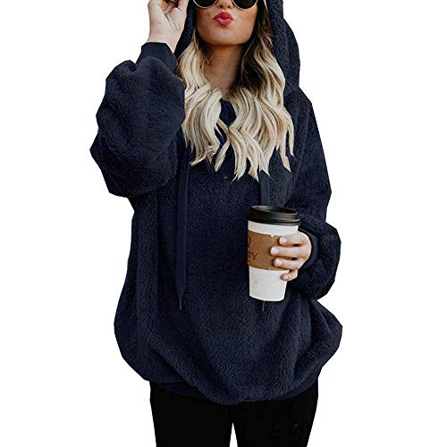 Mujer Caliente y Esponjoso Tops Chaqueta Suéter Abrigo Jersey Mujer Otoño-Invierno Talla Grande Hoodie Sudadera con Capucha riou