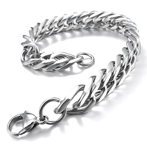 MunkiMix Acero Inoxidable Pulsera Brazalete Eslabones Link Enlace Muñeca El Tono De Plata Hombre