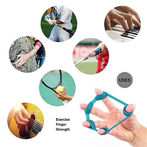 MUXItrade 4 pcs Estiramiento de Dedo Hand Exerciser, Juego Ejercitador del Dedo Guitarra Dedo Strengtheners Y La Escalada En Roca Grips Workout, (2pcs Hand Grip Strengthener and 2pcs Finger Stretcher)