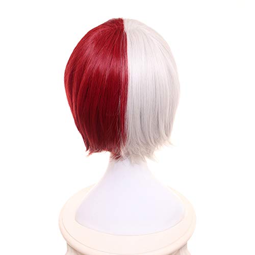 MUZI WIG Anime Cosplay Peluca con Gorra de Peluca Gratis para My Hero Academia (Shoto Todoroki 1)