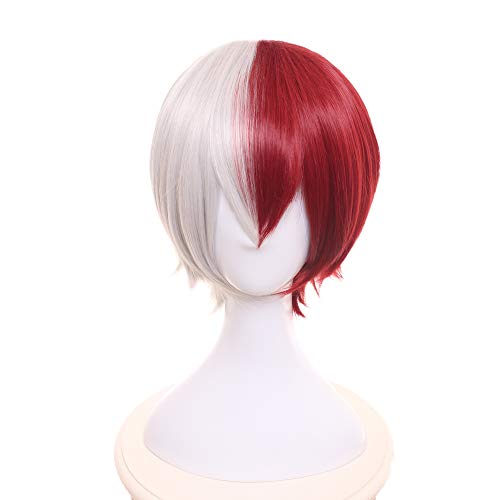 MUZI WIG Anime Cosplay Peluca con Gorra de Peluca Gratis para My Hero Academia (Shoto Todoroki 1)