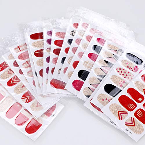 MWOOT 16 Hojas Full Cover Nail Art Stickers,Adhesivas Pegatinas de Esmalte de Uñas,Envoltura Completa Pegatinas de Uñas Adhesivas