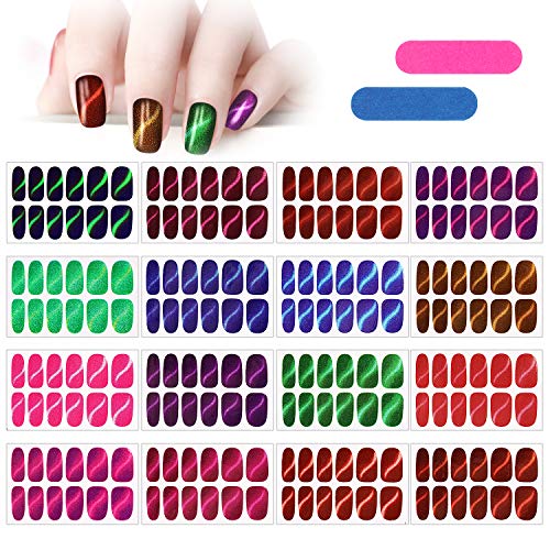 MWOOT 16 Hojas Pegatinas de Esmalte de Uñas, Adhesivas Nail Art Stickers,Nail Polish Stickers Wraps,Envoltura Completa Pegatinas de Uñas Adhesivas