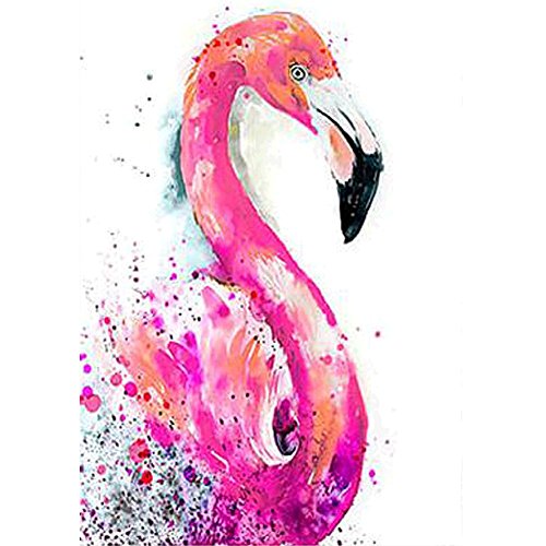 MXJSUA 5D Diamond Painting Kit by Numbers DIY Crystal Rhinestone Cross Stitch Embroidery Arts Craft Picture Supplies for Home Wall Decor,Pink Flamingo 12x16inches