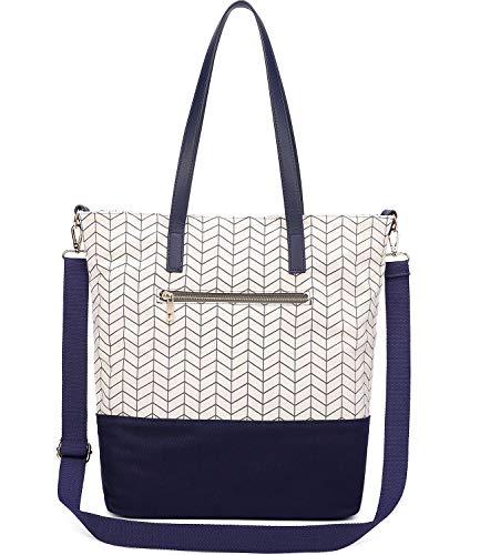 Myhozee Bolsos Mujer Bolsos de Mano Hombro Bolsa de Lona Grande Bolsas de Tela Bolso Señora Tote Bolso Bandolera Shopper (Azul)