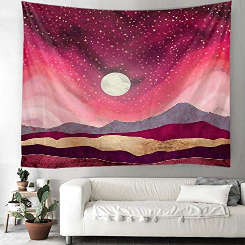 N / A Tapiz de Mandala Indio de Cielo Estrellado Rosa, Montaje en Pared, gitanos Bohemios, Tapiz psicodélico psicodélico, Tapiz de brujería, Tapiz para decoración del hogar, Tapiz A2 150x200cm