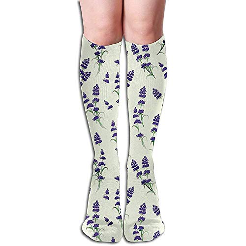 NA Lavender Flowering Fragrant Pale Plant Novedades de la moda Calcetines deportivos sobre la pantorrilla, Calcetines de arranque, Calcetines para hombres y mujeres (Negro).