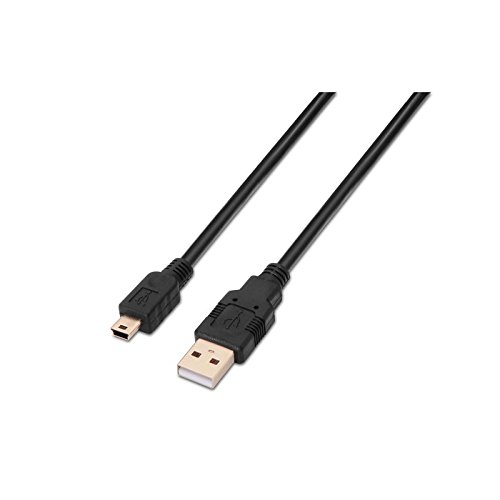 NANOCABLE 10.01.0401 - Cable USB 2.0 a Mini USB, Uso Principal para móviles y cámaras Digitales, Tipo A/M-Mini B/M, Macho-Macho, Negro, 1mts