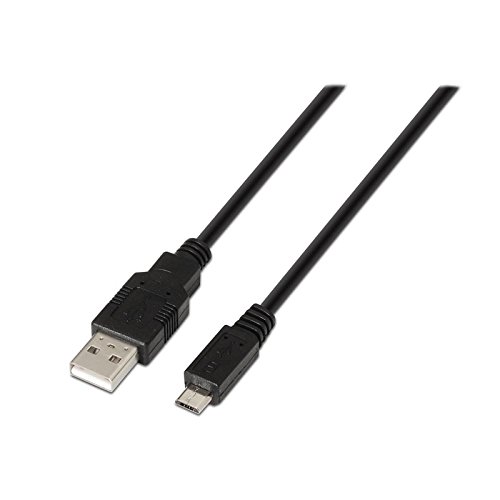 NANOCABLE 10.01.0500 - Cable USB 2.0 a Micro USB, Uso Principal en moviles y camaras Digitales, Tipo A/M-Micro B/M, Macho-Macho, Negro, 0.8mts