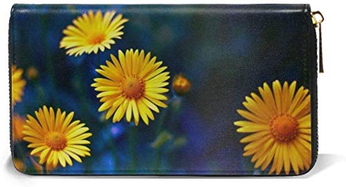 naotaori Cartera de Mujer Women's New Card Holder Wristlets Wallets Earth Flowers Yellow Camomile