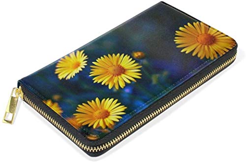 naotaori Cartera de Mujer Women's New Card Holder Wristlets Wallets Earth Flowers Yellow Camomile