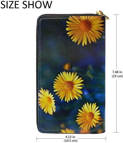 naotaori Cartera de Mujer Women's New Card Holder Wristlets Wallets Earth Flowers Yellow Camomile