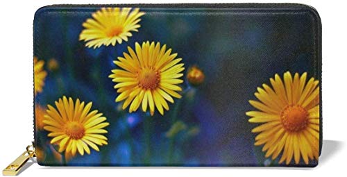 naotaori Cartera de Mujer Women's New Card Holder Wristlets Wallets Earth Flowers Yellow Camomile