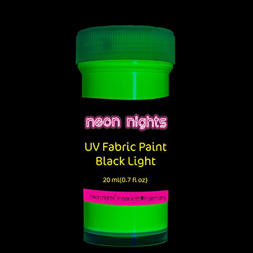 neon nights 8 x Pintura para Tejidos UV Luz Negra Pintura Textiles Lavable Tinte Ropa Camiseta Colores Neón Colorido