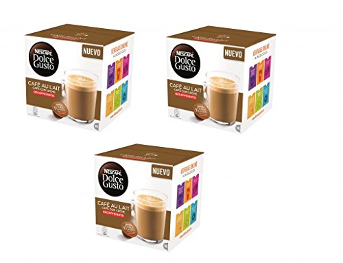 Nescafé Dolce Gusto Café con leche descafeinado, Pack de 3 x 16 Cápsulas - Total: 48 Cápsulas de Café