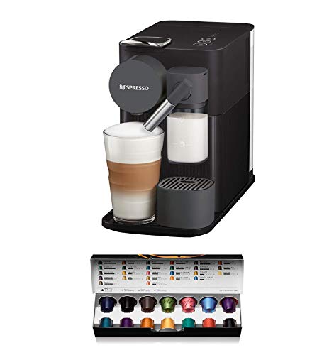 Nespresso De'longhi en 500.b lattissima one black-cafetera monodosis de cápsulas depósito de leche compacto, 19 bares, apagado automático, color negro, 1400 W, 0.03 litros, Plástico