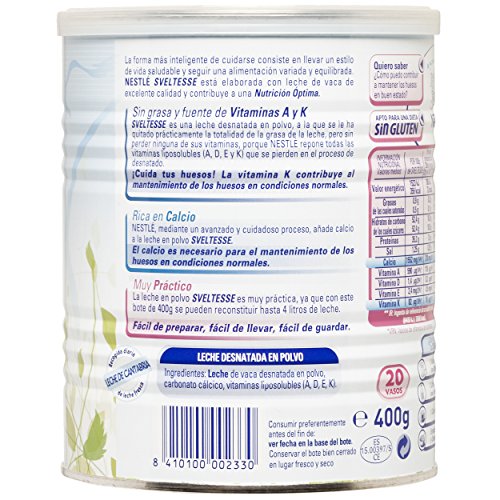 NESTLÉ Sveltesse - Leche desnatada en Polvo - Bote 400g