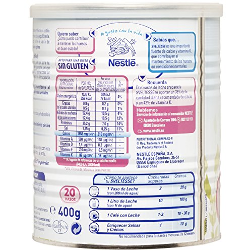 NESTLÉ Sveltesse - Leche desnatada en Polvo - Bote 400g