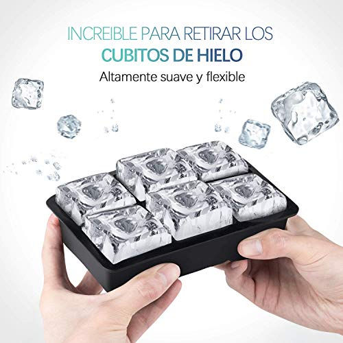 Newdora 3pcs Cubitera Hielo Moldes para Cubitos de Hielo Molde, Silicona Sin BPA Bandeja de Hielo con Tapa para Congelarse Alimentos para Bebés,Cola,Cócteles,Whisky, Negro