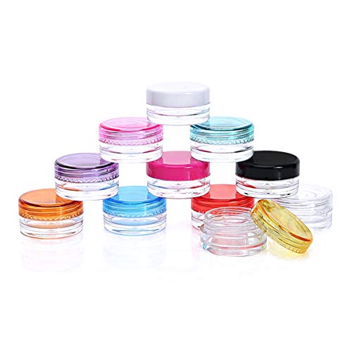 Newin Star 50pcs cosmética contenedores vacíos de plástico Pot Maquillaje Muestra Tarro de contenedores Crema Redonda con tapón de Rosca de la Tapa de Sombra de Ojos, uñas, Polvo, Pintura 3G (Neg