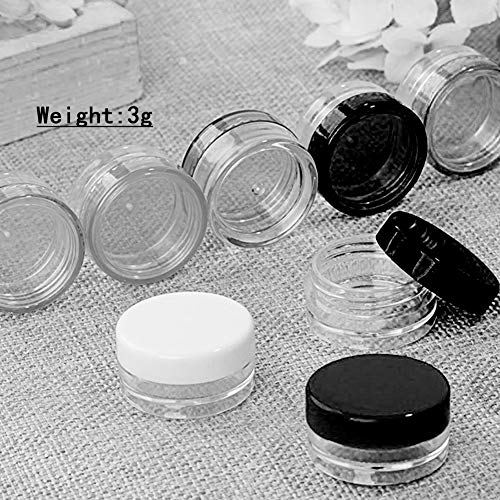 Newin Star 50pcs cosmética contenedores vacíos de plástico Pot Maquillaje Muestra Tarro de contenedores Crema Redonda con tapón de Rosca de la Tapa de Sombra de Ojos, uñas, Polvo, Pintura 3G (Neg