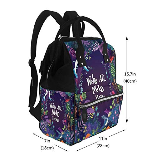 NHJYU Bolsa de pañales Mochila - Alice We're All Mad Here Multifunction Waterproof Travel Mochila Maternity Baby Nappy Changing Bags