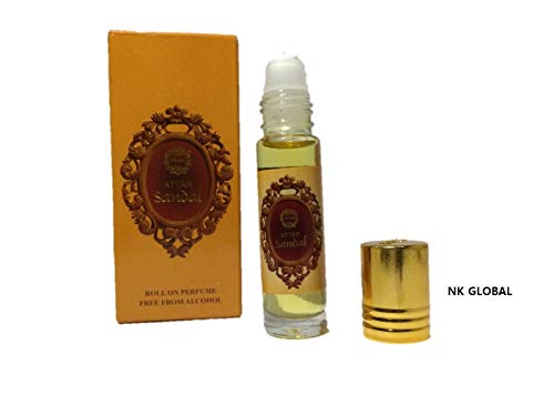 NK GLOBAL Aceite de Perfume de sándalo Natural Indio Aceite de Perfume Attar sin Alcohol para Hombres y Mujeres Aceite de Perfume Attar 8 ml Roll On Bottle