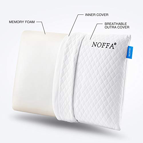 NOFFA Almohada Baja Altura Adultos, Almohada Viscoelastica 60 cm Cervicales Dormir Boca Abajo, Almohada Plana Delgada Cervical Niños Adolescente