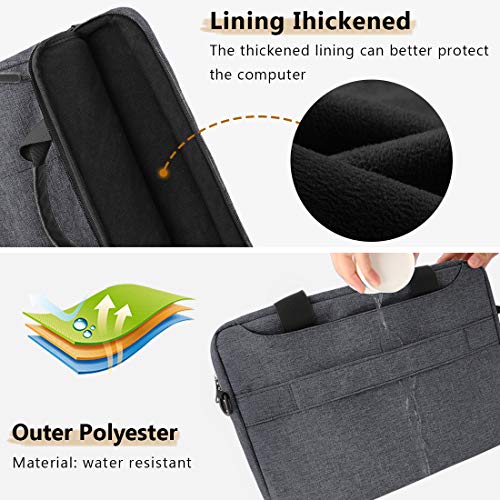 NUBILY Maletin Ordenador Portatil 15,6 Pulgadas Hombre Mujer Bolso Bandolera Impermeable para portátiles Protectora Compatible Trabajo Bolsa Gris Oscuro