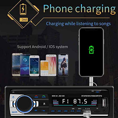 [Nuevo Version] Andven Autoradio Bluetooth, 4×60W FM Radio de Coche, Manos Libres Radio Estéreo de Coche, Apoyo Control Remoto, Doble USB, TF, función AUX