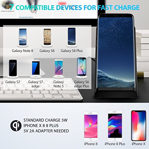 [Nuevo Version] iVoler Cargador Inalámbrico Rápido,[2 Bobinas] Soporte de Carga Inalámbrico Qi Wireless Quick Charger QC 2.0 Carga Rápida 10W y Estándar 5W para Móviles y Todos los dispositivos con Qi