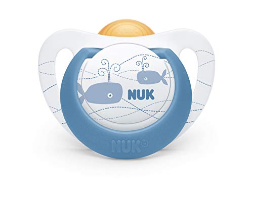 NUK Genius Color - Chupete de látex, con forma adecuada para la mandíbula, 6-18 meses, 2 unidades azul Azul (nuevo) Talla:6-18 meses