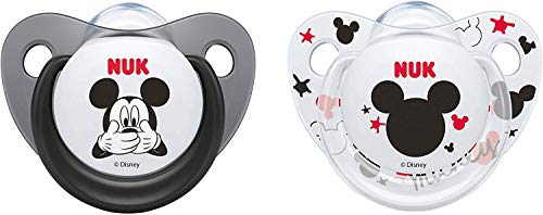 Nuk Mickey & Minnie - Chupetes fisiológicos de silicona T2, 6 - 18 meses, paquete de 2 [modelos surtidos]